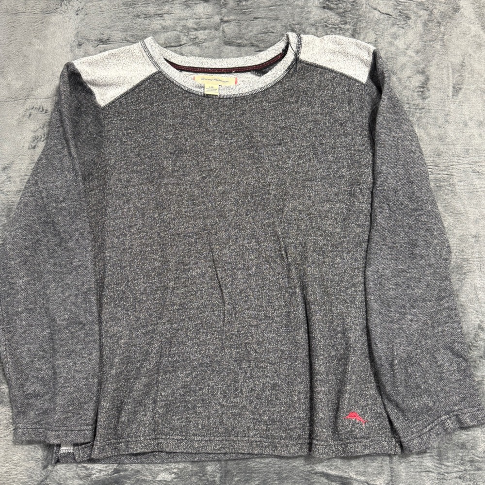 Tommy Bahama Pullover Mens Large Gray Long Sleeve Cotton Blend Crew Neck 229901
